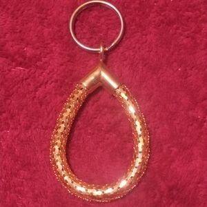 Gold Tone Metal Mesh Teardrop Keychain